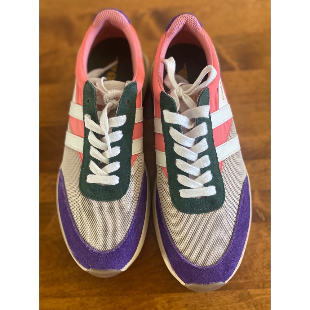 Gola Raven CLB516 Retro Sneakers Suede Wheat Coral Pink Royal Purple US 9 Box - Picture 2 of 15